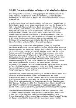 HCL III: Trainerinnen blicken zufrieden auf die abgelaufene Saison