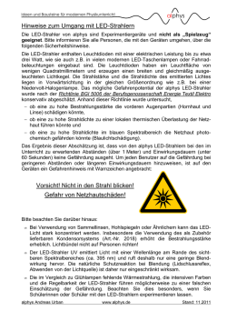 Hinweise zum Umgang mit LED-Strahlern