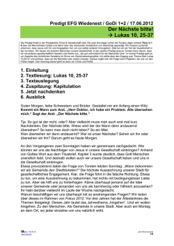 Lk 10,25-37 - Der Nächste bitte - Predigt EFG Wiedenest 17.06.2012