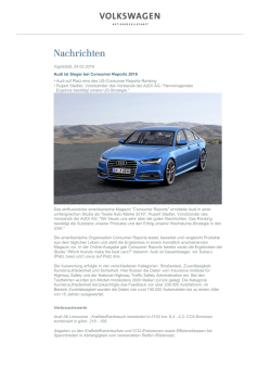 Audi ist Sieger bei Consumer Reports 2016