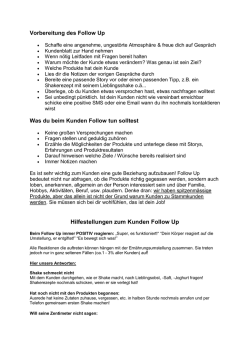Hilfestellungen zum Follow Up