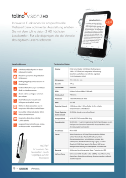 Datenblatt tolino vision 3 HD