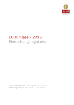 ECHO Klassik 2015 Einreichungsregularien
