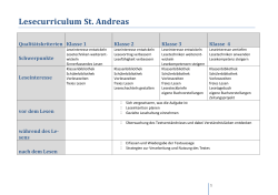 Lesecurriculum St. Andreas Qualitätskriterien Klasse 1 Klasse 2