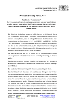 Pressemitteilung des Amtsgerichts München