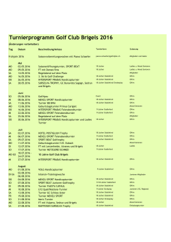 Turnierprogramm Golf Club Brigels 2016