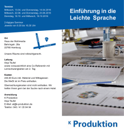 Einf&uuml;hrung in die Leichte Sprache