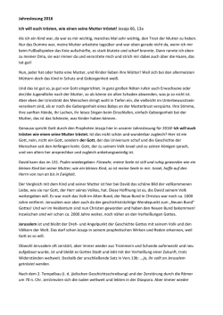 Jahreslosung 2016 Ich will euch tr&ouml;sten, wie einen seine Mutter tr&ouml;stet!