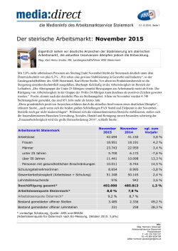 Der steirische Arbeitsmarkt: November 2015