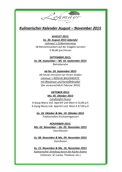 Kulinarischer Kalender August – November 2015