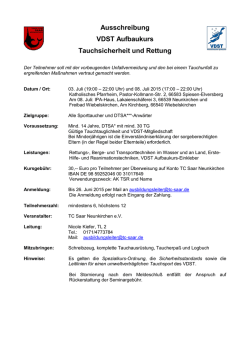 Ausschreibung VDST Aufbaukurs Tauchsicherheit und Rettung
