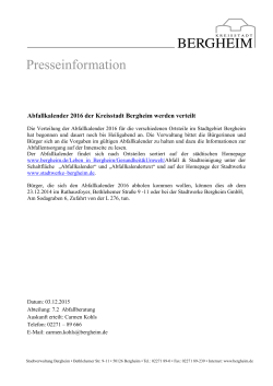 Abfallkalender 2016 der Kreisstadt Bergheim werden verteilt