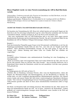Flugblatt der AfD - Grüne Kreisverband Schwarzwald Baar