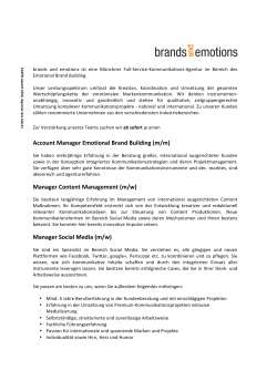 Account Manager Emotional Brand Building (m/m) Manager Content