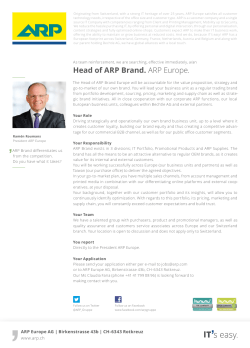Head of ARP Brand. ARP Europe.