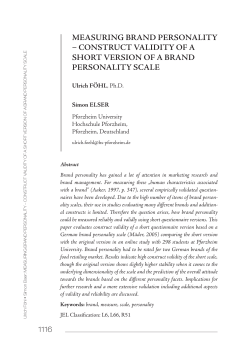 measuring brand personality construct validity of a short version of a
