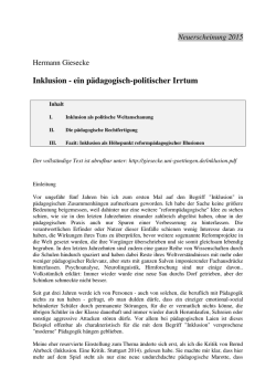 Inklusion - ein p&auml;dagogisch-politischer Irrtum