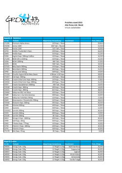 Preisliste stand 2016 Irrtum vorbehalten Kapseln