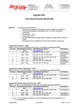 HPL 0,9 mm Technische Daten