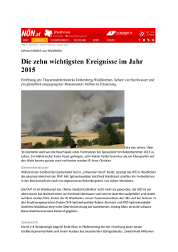 Die zehn wichtigsten Ereignisse im Jahr 2015