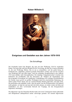 Kaiser Wilhelm II. Ereignisse und Gestalten aus den Jahren 1878