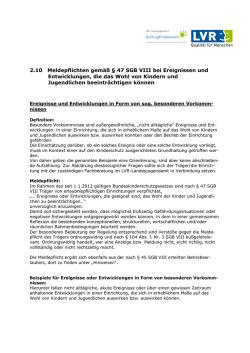 2.10 Meldepflichten gemäß § 47 SGB VIII bei Ereignissen und