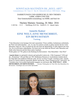Eine Welt, eine Menschheit, ein Bewusstsein
