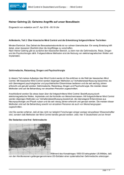 Heiner Gehring (2): Geheime Angriffe auf unser Bewu&szlig;tsein