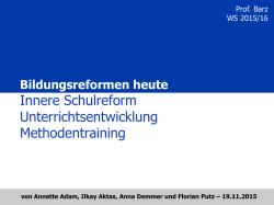 Innere Schulreform Unterrichtsentwicklung Methodentraining