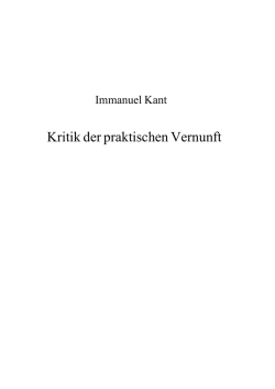 Kant-Kritik der praktischen Vernunft