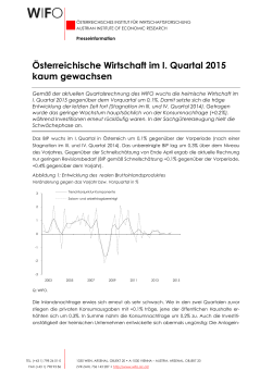 Österreichische Wirtschaft im I. Quartal 2015 kaum gewachsen