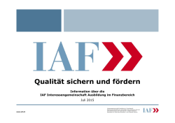 Qualität sichern und fördern - IAF Interessengemeinschaft