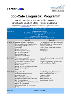 Job-Caf&eacute; Linguistik: Programm