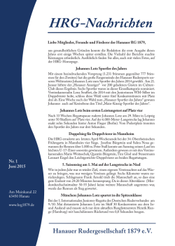 HRG-Nachrichten 2015 1 - Hanauer Rudergesellschaft 1879 e.V.