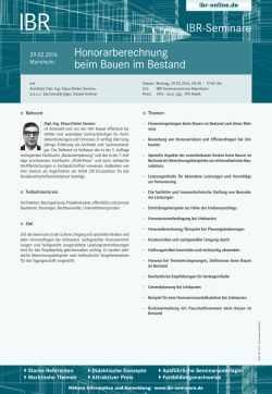 Honorarberechnung beim Bauen im Bestand IBR