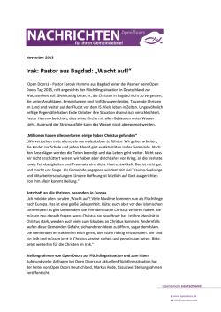 Irak: Pastor aus Bagdad: &bdquo;Wacht auf!&ldquo;