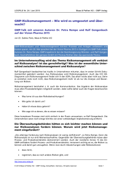 GMP-Risikomanagement &ndash; Wie wird es umgesetzt und &uuml;ber