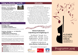 Programm 2016 - Kleiner Kulturkreis Lütjenburg und Umgebung eV