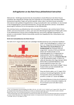 Anfragekarten an das Rote Kreuz philatelistisch betrachtet