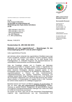 weltwärts mit dem JRK - Jugendrotkreuz Westfalen