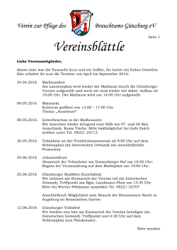 Vereinsblättle  - Verein zur Pflege des Brauchtums Günzburg