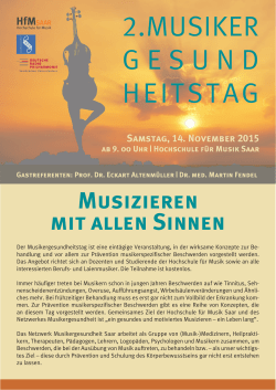 2.MUSIKER GESUND HEITSTAG - Hochschule für Musik Saar