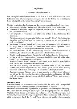 Dispokinesis Liebe Musikerin, lieber Musiker, laut Umfragen bei
