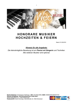 Honorare Musiker Hochzeit (Trauung)