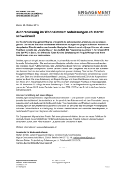 Autorenlesung im Wohnzimmer: sofalesungen.ch startet schweizweit