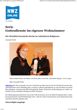 Gottesdienst im eigenen Wohnzimmer, NWZ am 13.11.2015