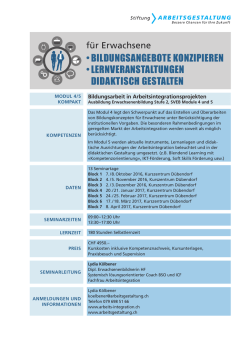 Ausbildung Erwachsenenbildung Stufe 2, SVEB Modul 4/5 kompakt