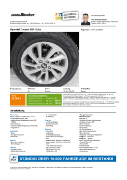 Hyundai Tucson GDI I Like 21.580 € 310 € 163 € Ausstattung