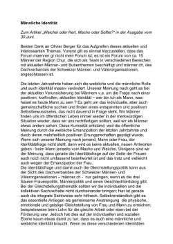 Leserbrief Männl. Identität SO 6
