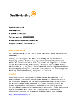 QualityHosting AG Uferweg 40-42 D-63571 Gelnhausen